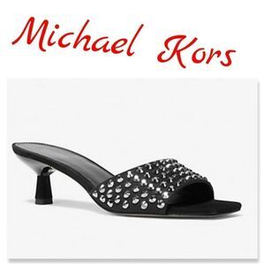 Michael Kors Amal Embellished Faux Suede Kitten Sandal